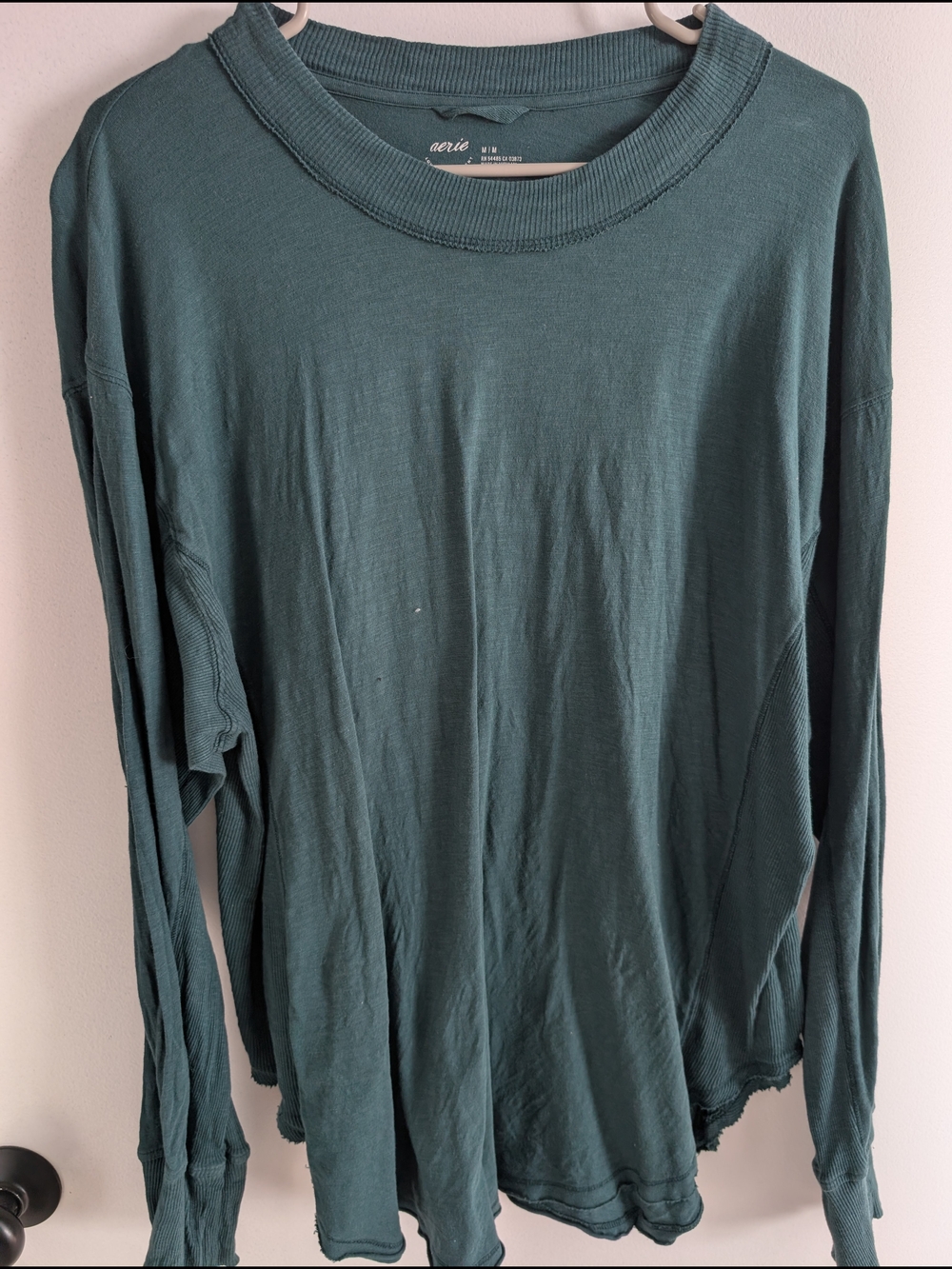Aerie Long Sleeve Crewneck Top Teal Green